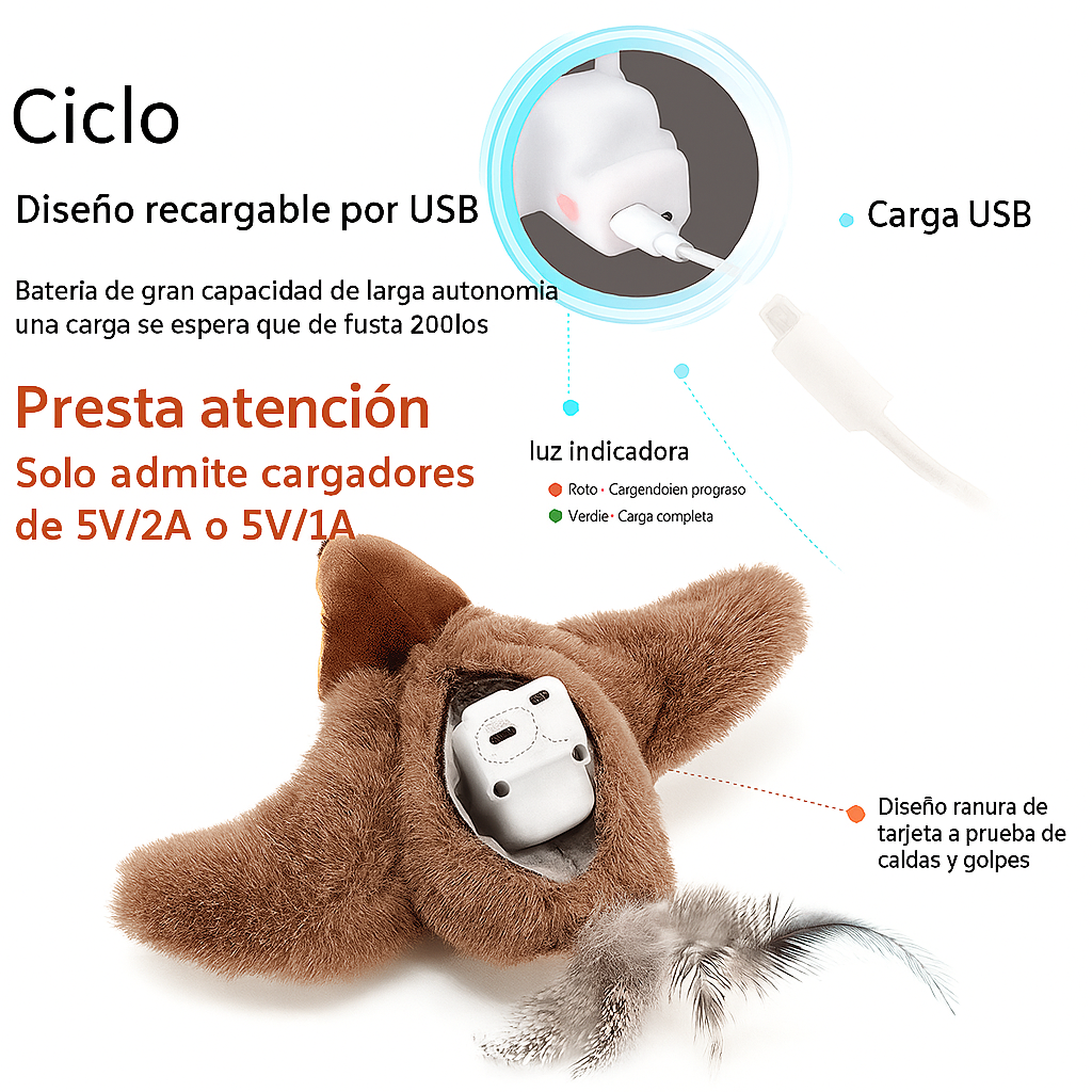 Juguete Pájaro Gatos Peluche Electrico