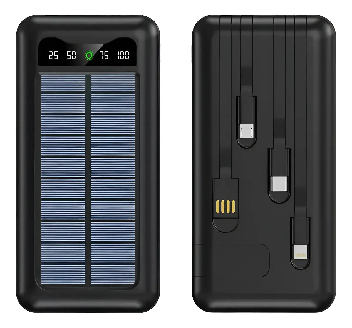 Power Bank Solar Batería Portátil 4 Cables