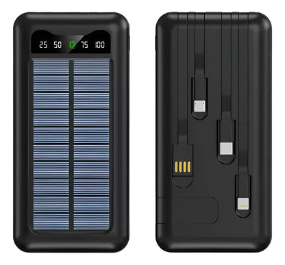 Power Bank Solar Batería Portátil 4 Cables