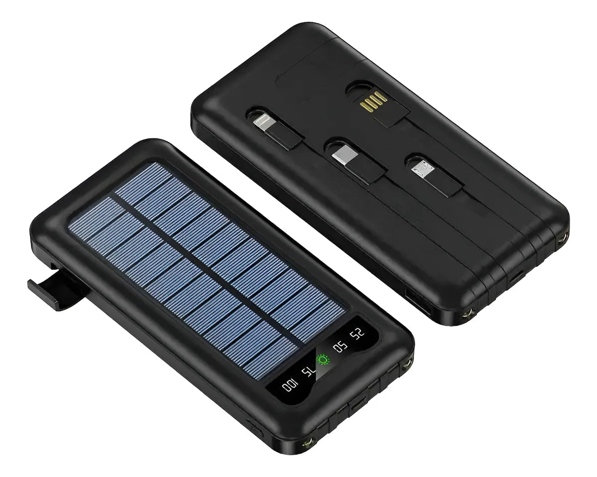 Power Bank Solar Batería Portátil 4 Cables